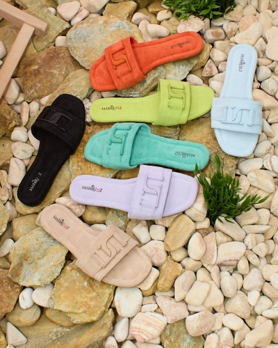 Royalfashion Șlapi de damă verde neon cu cataramă Rydr