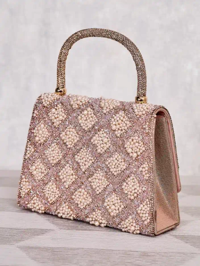 Royalfashion Geantă mică de femei cu zirconii și perle