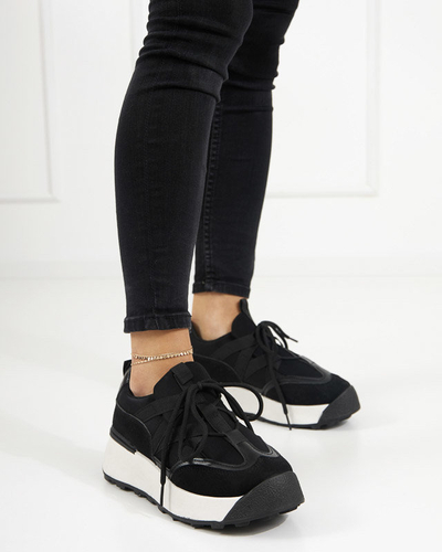 OUTLET Pantofi sport negri de dama cu talpa mai inalta Kanislo - Incaltaminte