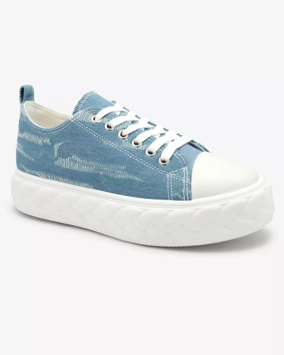 Royalfashion Adidași din denim pentru femei de culoare albastră cu frecare Nerolera