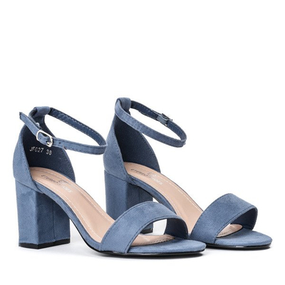 Sandały niebieskie z eko-skóry na słupku Cefalia - Obuwie