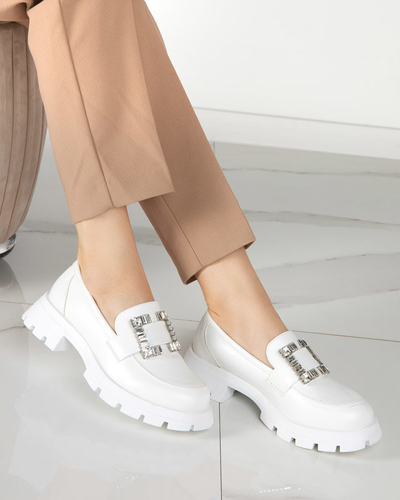 OUTLET Pantofi dama alb mat cu catarama argintie Vusito - Incaltaminte