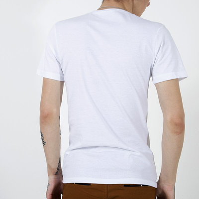 Tricou bărbătesc din bumbac alb cu imprimeu - Îmbrăcăminte