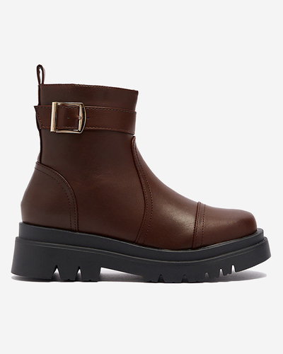 Cizme de damă maro închis cu cataramă Utilas - Încălțăminte