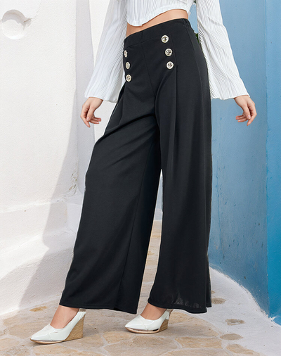 Royalfashion Pantaloni largi de damă cu nasturi