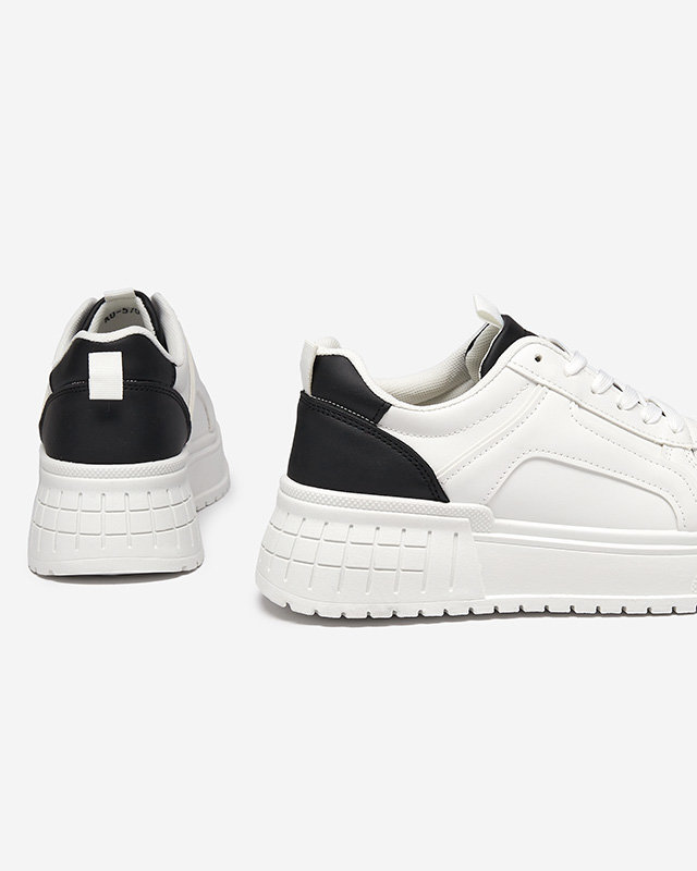 Pantofi sport dama alb-negru din piele ecologica pe platforma Cerecha - Incaltaminte