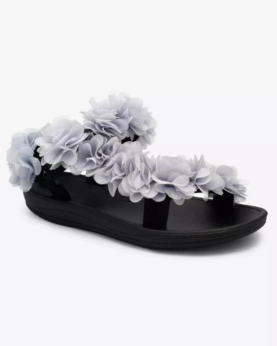 Royalfashion Sandale de damă gri cu flori Alferroy