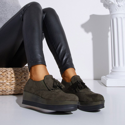 Încălțăminte pentru femei verde închis pe platforma Jacob - Încălțăminte