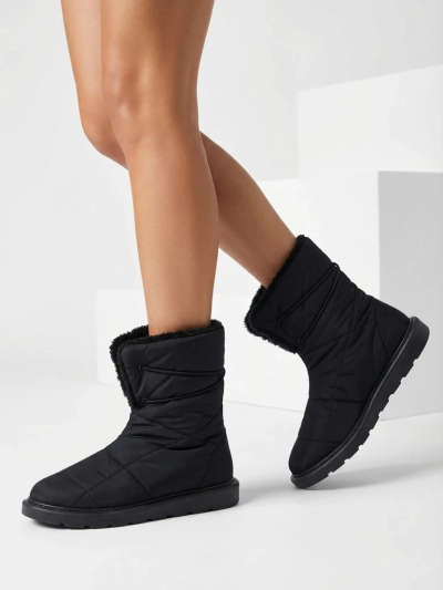 Ghete Dama Luna Negre Din Material Textil Călduroase Pentru Iarnă