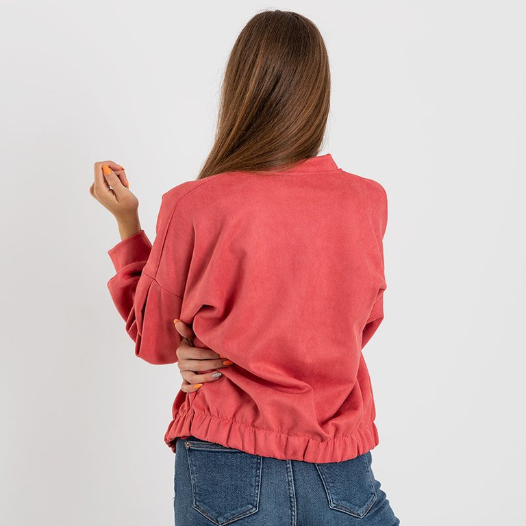 Jachetă din piele de căprioară roz pentru femei - Îmbrăcăminte