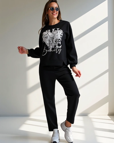 Royalfashion Set de vișcoză pentru femei cu imprimeu