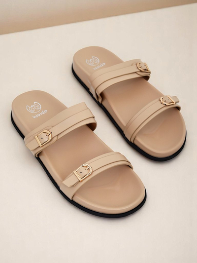 Royalfashion Papuci de damă din piele ecologică EcoTwins Slides