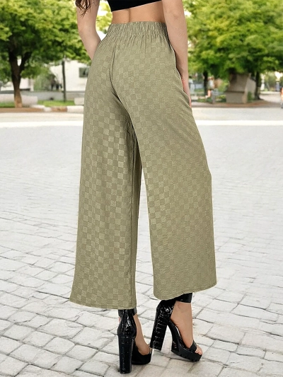 Royalfashion Pantaloni largi în carouri pentru femei