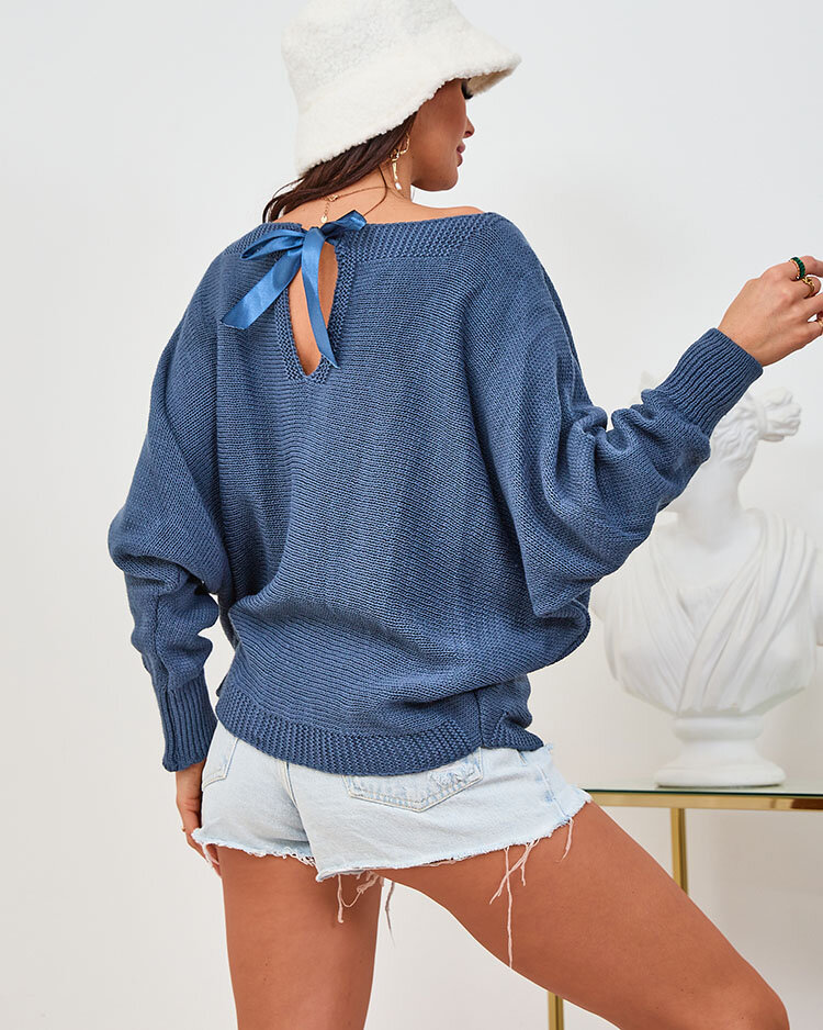 Royalfashion Pulover albastru marin pentru femei