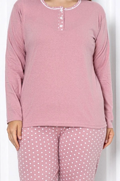 Royalfashion Pijamale pentru femei din bumbac 2 piese cu buline PLUS SIZE