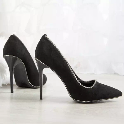 OUTLET Pompi negri pe toc stiletto Rosalicia - Pantofi