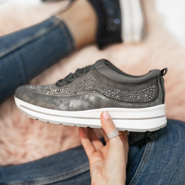 Szare buty sportowe z cyrkoniami Austen - Obuwie