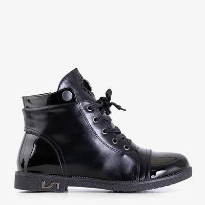 Cizme dama negre cu dantela Andria - Încălțăminte