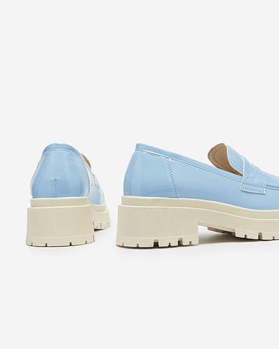 Royalfashion Mocasini lăcuiți albaștri pentru femei Noppel