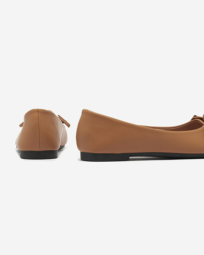 Balerini de damă de culoare camel cu decor pe nas Caxien- Footwear