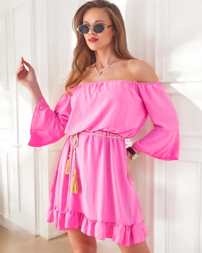 Royalfashion Rochie mini pentru femei stil spaniol cu mâneci lungi și pietre strălucitoare