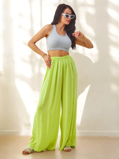 Royalfashion Pantaloni drepți din țesătură de viscoză pentru femei