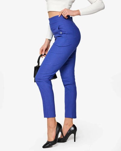 Pantaloni teggings albastru pentru femei PLUS SIZE- Îmbrăcăminte