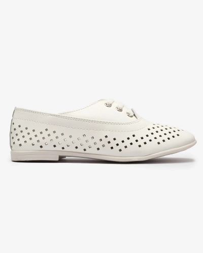 Mocasini alb traforați pentru copii Janno- Footwear
