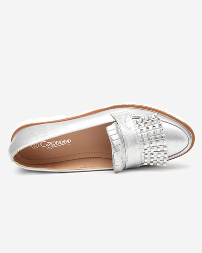 OUTLET Mocasini lacuiti argintii cu jeturi Fanreso - Incaltaminte