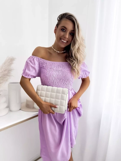 Rochie mini violet pentru femei a'la hiszpanka- Îmbrăcăminte