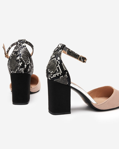 OUTLET Sandale de damă bej pe stâlp Krisco - Încălțăminte