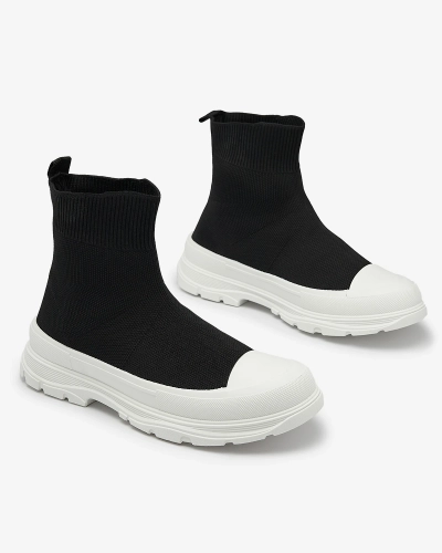 Negru pantofi de sport de damă înalți slip-on a'la sneakers Vertiks - Încălțăminte