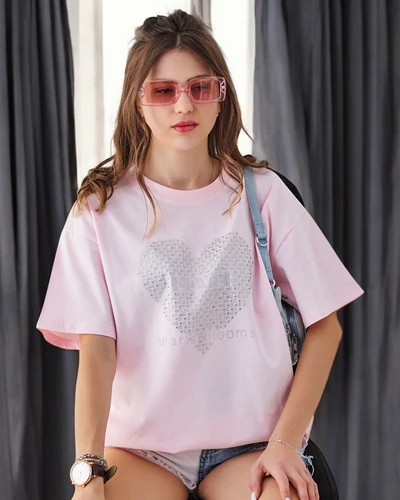 Royalfashion Tricou din bumbac pentru femei LOVE cu cristale