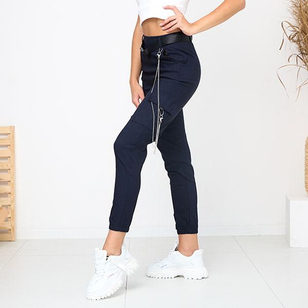 Pantaloni cargo izolați bleumarin cu buzunare - Îmbrăcăminte