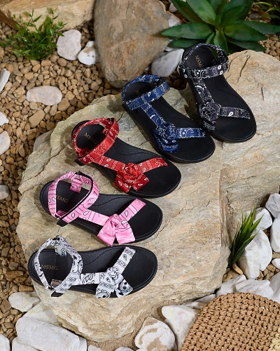Royalfashion Sandale roșii pentru femei cu fundiță Oyall