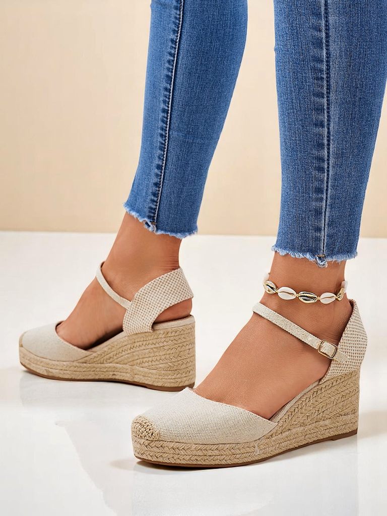 Dylne sandale koturne Callista Royalfashion bež ekologicka kozha