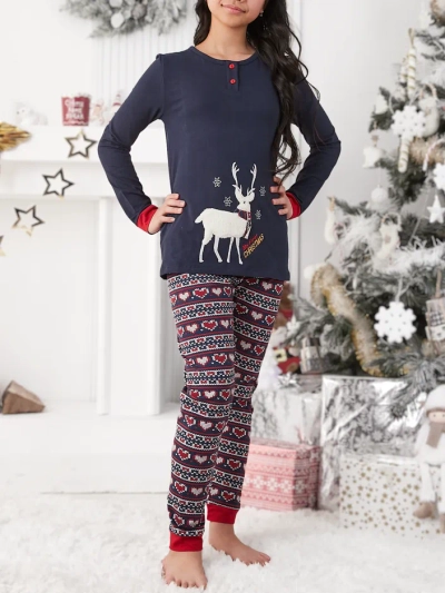 Pijamale de Crăciun din bumbac pentru copii Royalfashion cu reni polari