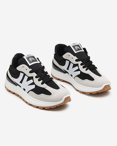 Tenisori de damă negri cu inserții gri Narisa - Încălțăminte