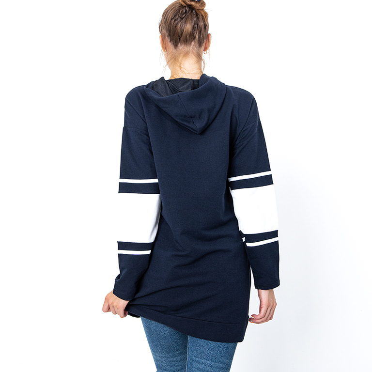 Hanorac de dama albastru bleumarin cu imprimeu - Îmbrăcăminte