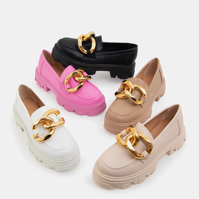 OUTLET Pantofi bej cu ornament auriu Lygia - Incaltaminte