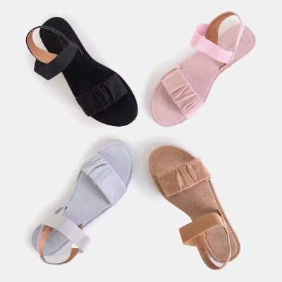 OUTLET Sandale gri dama din piele intoarsa ecologica Wiskonsin - Pantofi