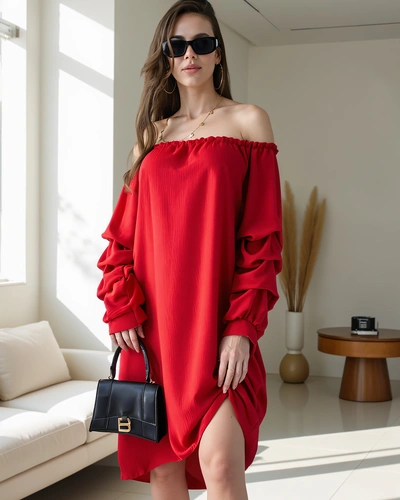 Rochie pentru femei Royalfashion Smooth în stil spaniol cu volane