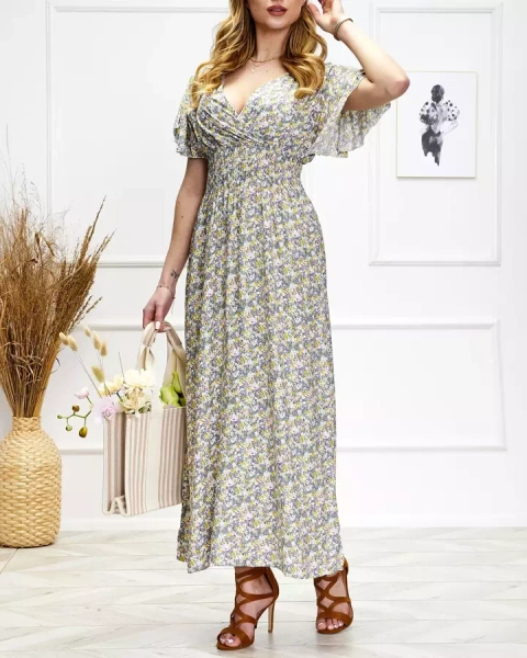 Rochie midi florală de damă, mov - Îmbrăcăminte