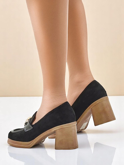 Mocasi de damă Royalfashion pe tocul bloc Qeroy