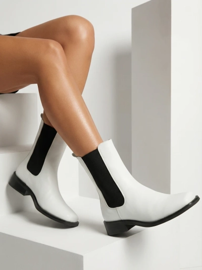 Botine Dama Astra Albe Piele Elegante de Toamnă