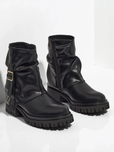 Botine dama înalte din piele ecologică Lunara