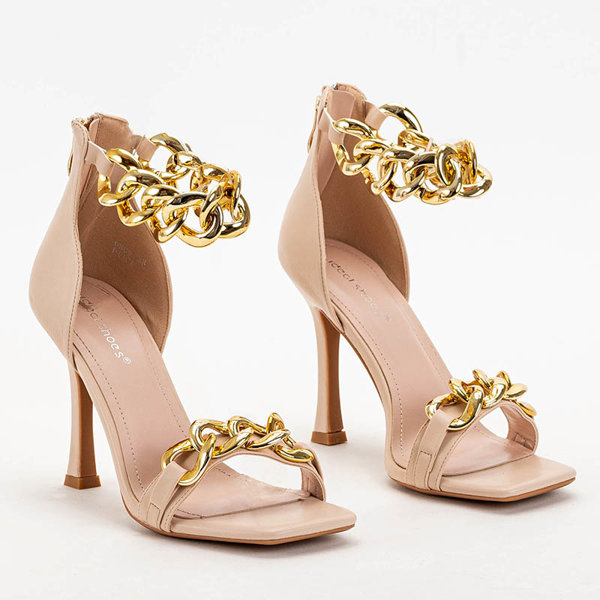 OUTLET Sandale bej pe toc inalt Tajla - Incaltaminte