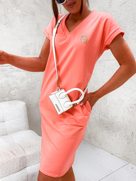 Rochie din bumbac Royalfashion pentru femei cu patch