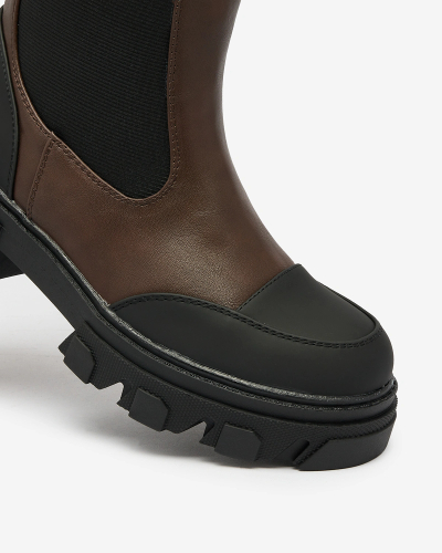 Royalfashion Cizme jumătatea gambei de damă maro închis Blyss