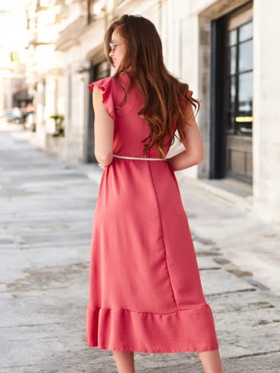 Rochie midi Royalfashion pentru femei cu volane și mâneci scurte